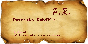 Patrisko Rabán névjegykártya